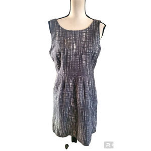 J. Crew Gray & Cream Plaid Sleeveless Sheath Dress V-Back Button Detail Sz 10